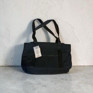totes Black Quilted Tote with Exterior Zip Pocket